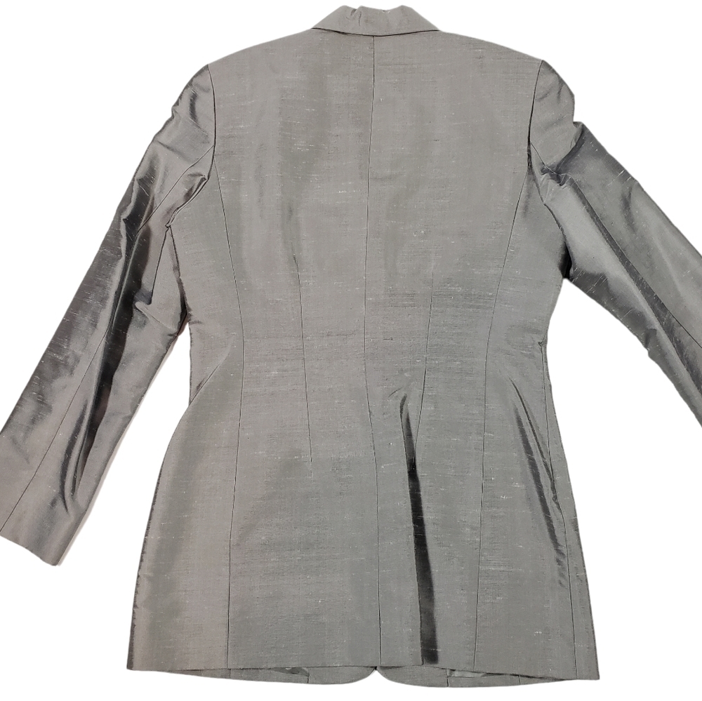 Liz Claiborne 100% Silk Gray Blazer Jacket Size 8 Button Up Professional Career - Picture 8 of 13
